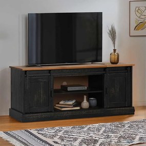 Mobile Porta Tv Halden 2 Ante Scorrevoli Nero 150x40x60 Cm /