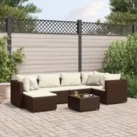 Set Divani da Giardino 7 pz con Cuscini in Polyrattan Marrone 3308217