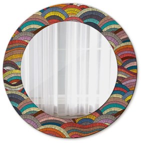 Specchio rotondo stampato Ornamento bohimico fi 50 cm