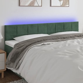Testiera A Led Verde Scuro 200x5x78/88 Cm İn Velluto /