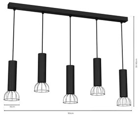 Lampadario su filo DANTE 5xGU10/25W/230V nero/cromo luminoso