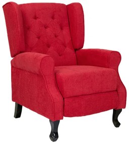 Poltrona relax in tessuto BERGERE Reclinabile con poggiapiedi Rosso