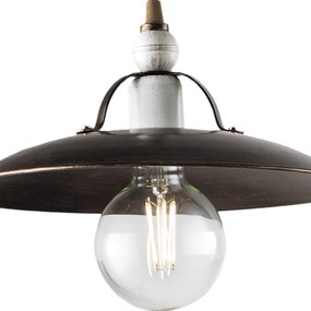 Sospensione Cantina Stile Industrial 1 Luce Ferro Marrone E Oro