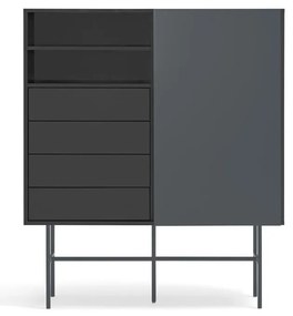 Cassettiera alta nero-antracite con ante scorrevoli 120x140 cm Nube - Teulat