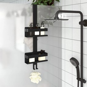 Mensola Doccia Pensile Nero Opaco Acciaio Inox 304 Spazzolato /