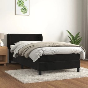Giroletto A Molle Con Materasso Nero 100x200 Cm İn Velluto /
