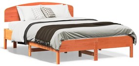 Letto Senza Materasso Marrone Cera 140x190 Cm İn Legno Di Pino /