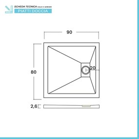 Piatto doccia 80x90 in resina nero effetto pietra riducibile Agorà