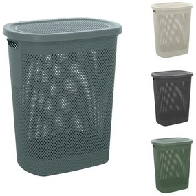Cesto portabiancheria con coperchio in plastica blu avio 58 lt Kamala