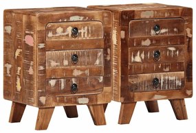 Comodini 2pz 37x32x50 Cm İn Legno Massello Di Recupero /