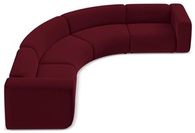 Divano angolare burgundy con rivestimento in velluto Ekahi – Makamii