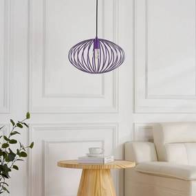 Lampada a sospensione Lindby Maivi, viola, 40 cm, ferro, gabbia