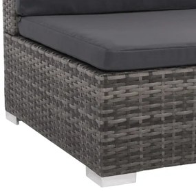 Set Divani da Giardino 8 pz con Cuscini in Polyrattan Grigio