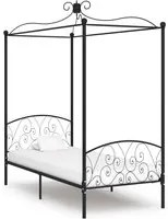 Letto a Baldacchino Nero in Metallo 100x200 cm 284475