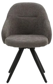 Set di sedie girevoli COVENT in tessuto grigio e gambe in metallo nero, con braccioli