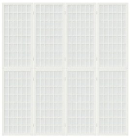 Divisorio pieghevole 4 pannelli stile giapponese 160x170 bianco