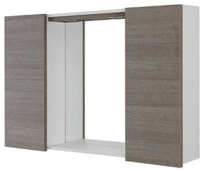 Specchio Contenitore 91x61 Cm Due Ante Con Illuminazione Led Feridras "Mondo 2.0" Bianco/Rovere Scuro