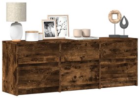 Mobile Porta Tv Con Led Rovere Fumo 140x34x50cm İn Truciolato /