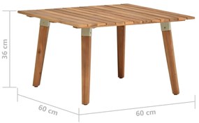 Tavolino da caffè per giardino 60x60x36 cm legno di acacia