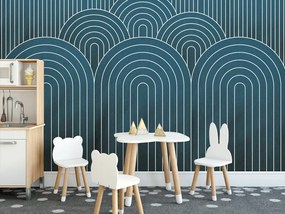 Carta da parati – Motivo arcobaleno blu Mid-Century