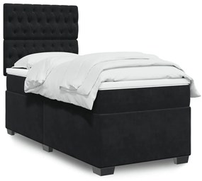 Giroletto A Molle Con Materasso Nero 90x200 Cm İn Velluto /