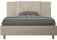 Letto imbottito Matrimoniale francese 140x190 cm Appia - Contenitore,Microfibra,Sabbia