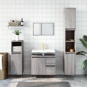 Set Mobili Da Bagno 3 Pz Grigio Sonoma İn Legno Multistrato /
