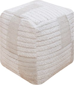 KURT - pouf in lana avorio con decoro 40 x 40