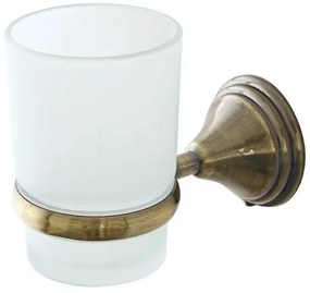 Porta spazzolino da denti a muro in vetro satinato finitura bronzo Iris kit per fissaggio incluso