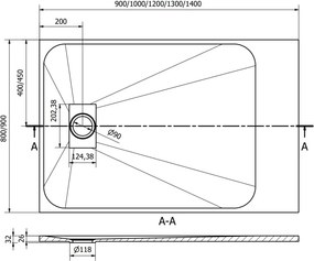 Mexen Hugo piatto doccia rettangolare SMC 120 x 80 cm, grigio - 42618012
