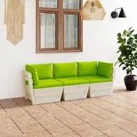 Divano da Giardino a 3 Posti su Pallet con Cuscini Legno Abete 3063407