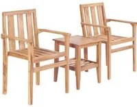 Set da Bistr 3 pz in Legno Massello di Teakcod mxl 128548