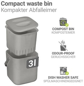 Bidone per l'umido grigio chiaro 3 l Conny – Wenko