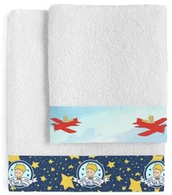 Set di asciugamani HappyFriday Le Petit Prince Son Avion Multicolore 2 Pezzi