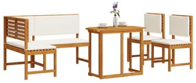 Set da pranzo da giardino 4 pezzi  con cuscini - legno massello di acacia