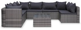 Set divani da giardino 10 pz con cuscini in polyrattan grigio