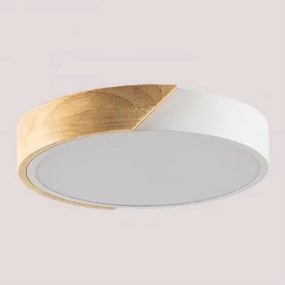 Plafoniera Led Jan Bianco - Legno Naturale & Ø30 Cm - Sklum