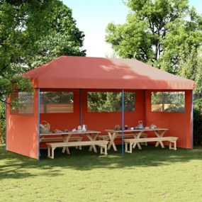 Tendone per Feste Pieghevole Pop-Up con 3 Pareti Terracotta