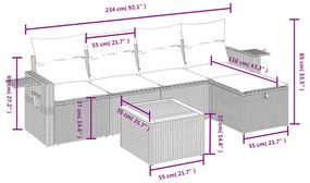 Set Divano da Giardino 6 pz con Cuscini Beige in Polyrattan