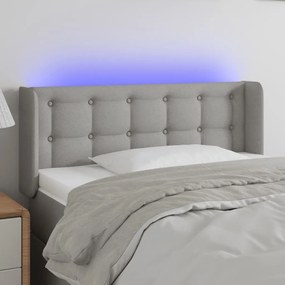 Testiera Grigio Chiaro A Led 83x16x78/88 Cm İn Tessuto /