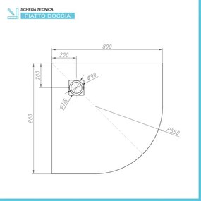 Piatto doccia resina 80x80 semicircolare bianco pietra riducibile Loren