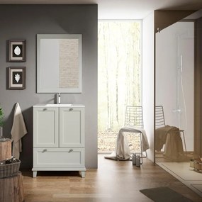 Mobile bagno da terra con lavabo L 60 x H 84 x P 45 cm perla, 2 ante per vasca centrale Unike