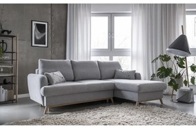 Divano angolare grigio chiaro allungabile/con contenitore (con penisola a destra/con chaise lounge) Scandic Lagom – Miuform