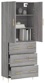 Credenza Grigio Sonoma 69,5x34x180 cm in Legno Multistrato