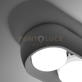 Mysia lampada da soffitto 2 luci grigia ral 7039 in gesso