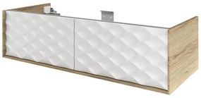 Mobile da bagno sospeso sotto lavabo L 120 x H 32 x P 48 cm bianco e noce laccato lucido, 2 cassetti SENSEA Neo Frame