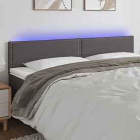 Testiera A Led Grigio 180x5x78/88 Cm İn Similpelle /