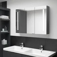 Armadietto Bagno con Specchio e LED 89x14x62 cm Grigiocod mxl 103342