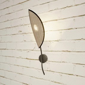 Applique Nordica 1 Luce Ares In Acciaio Nero E Rattan