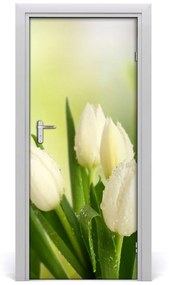 Adesivo per porta Tulipani bianchi 75x205 cm